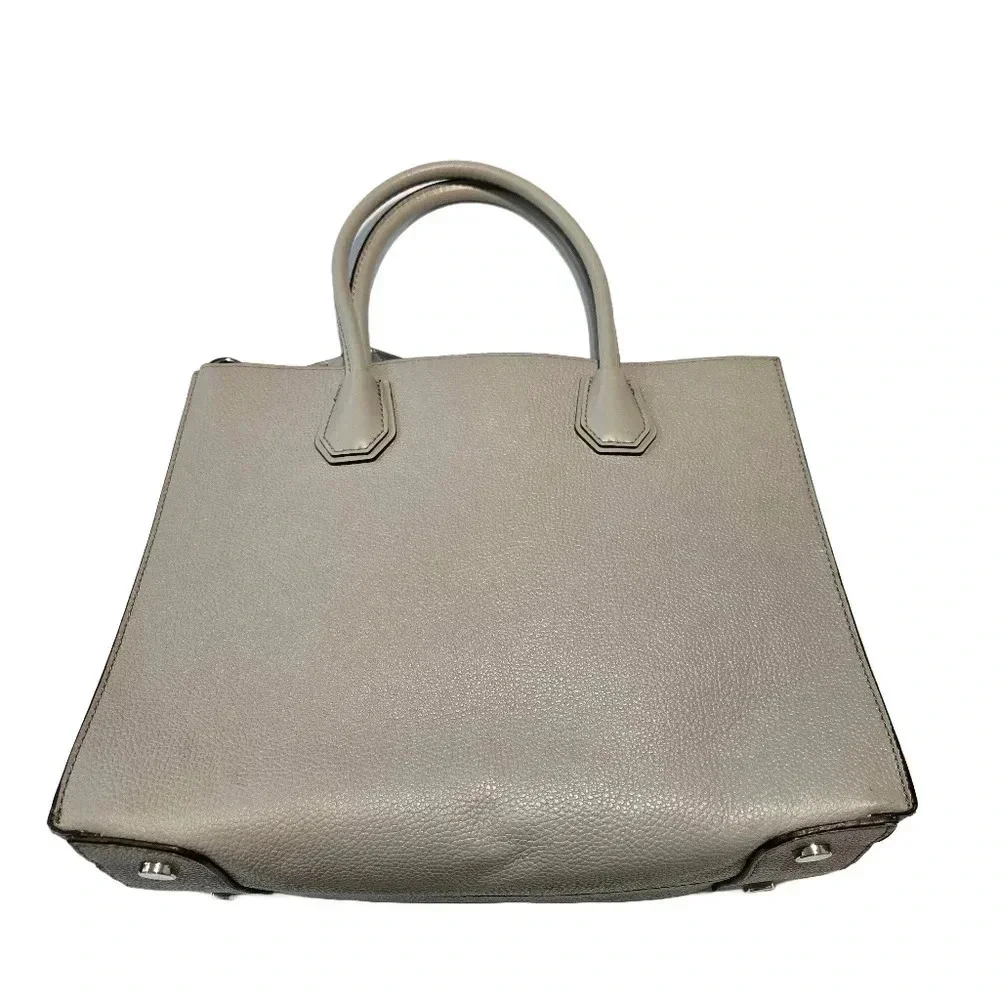 Michael Kors Mercer Large Convertible Pearl Grey Leather Tote Bag - Picture 12 of 16